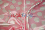 Polka Dot Charmeuse Satin Fabric - 58/60" Width, Multiple Colors, 1.5" Dots (1 Yard)