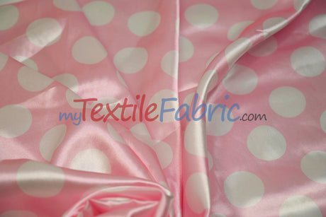 Polka Dot Charmeuse Satin Fabric - 58/60" Width, Multiple Colors, 1.5" Dots (1 Yard)