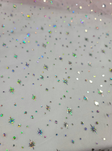 Pink Stretch Lace Hologram Stars