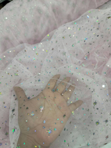 Pink Stretch Lace Hologram Stars