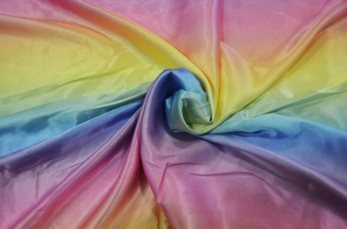 Rainbow Charmeuse Satin Fabric - Multi Color Ombre, 58/60" Width (1 Yard)