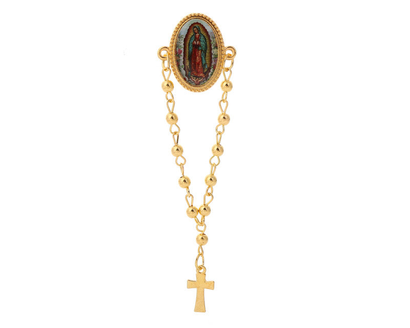 2.75 Inch Gold Our Lady of Guadalupe Rosary Lapel Pin Pack of 12