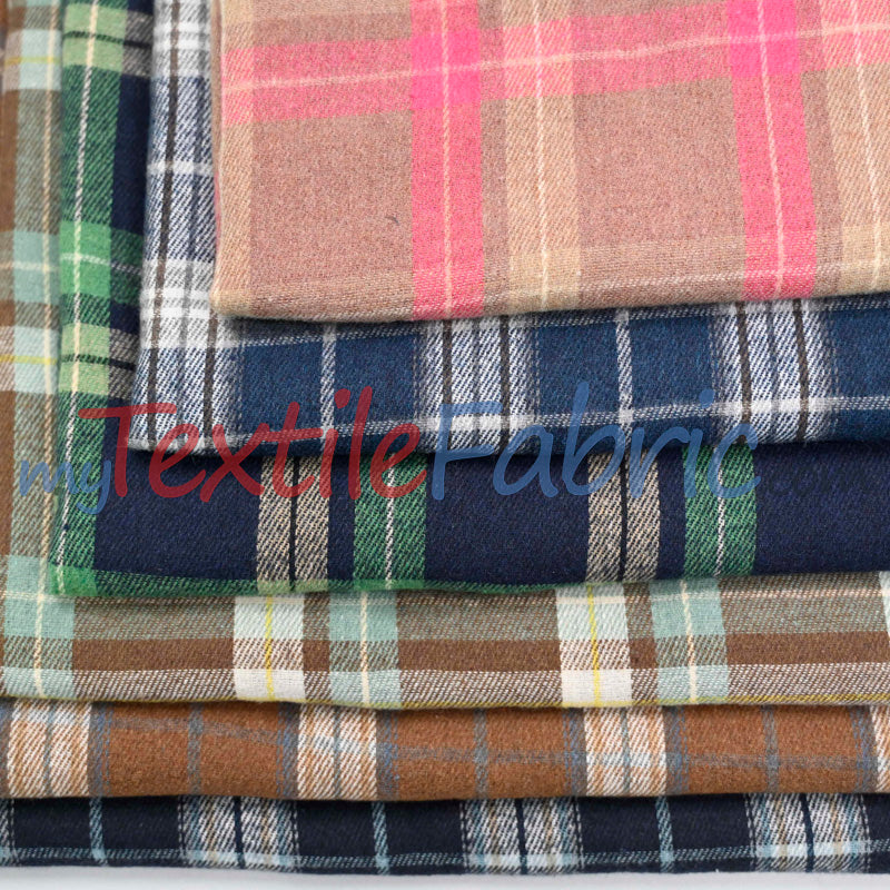Plaid Flannel Fabric - 80 Percent Polyester 20 Percent Cotton, Plaid Pattern, 7 Oz, Soft Brushed Cotton Face (1 Yard)
