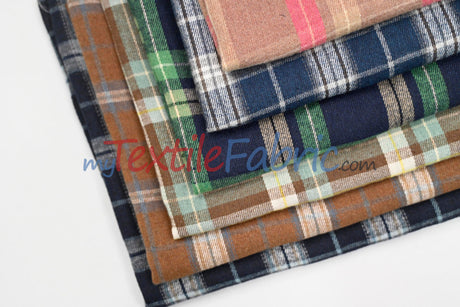 Plaid Flannel Fabric - 80 Percent Polyester 20 Percent Cotton, Plaid Pattern, 7 Oz, Soft Brushed Cotton Face (1 Yard)