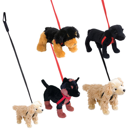Plush Pet Dogs with 35" Leash (1 DZ)