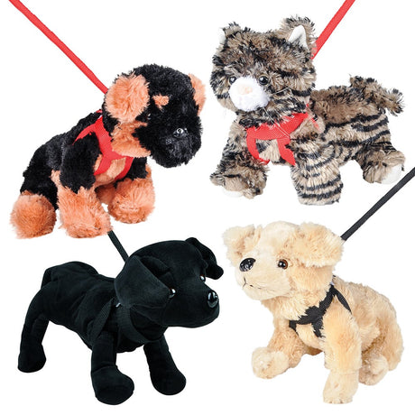 Plush Cat & Dog With 35" Leash (1 DZ)