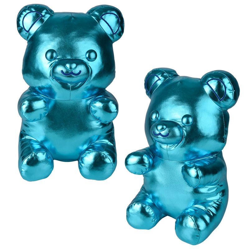 Metallic Teal Yummy Bear Pillow 16"