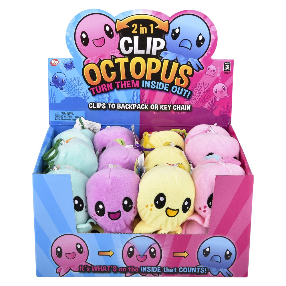 Plush Octopus Clip On (24 Pc Display)