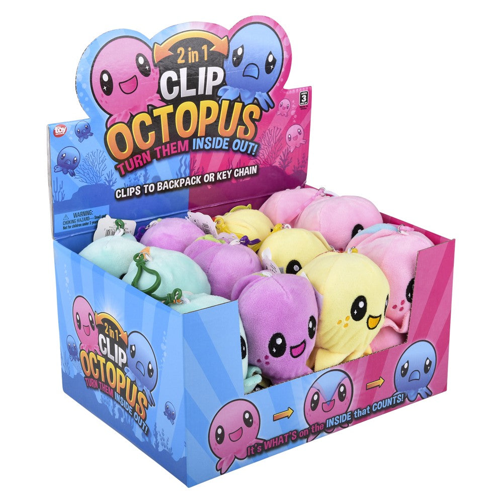 Plush Octopus Clip On (24 Pc Display)