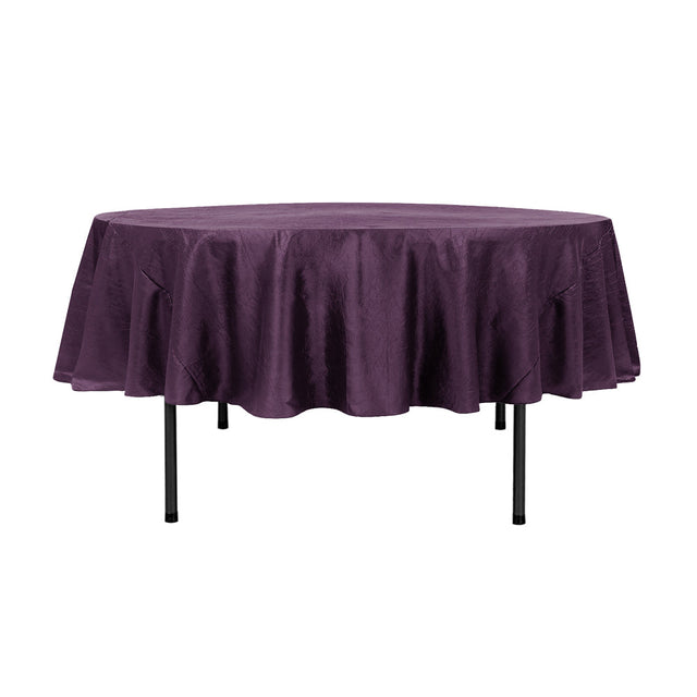 90″ Plum Crinkle Crushed Taffeta Round Tablecloth