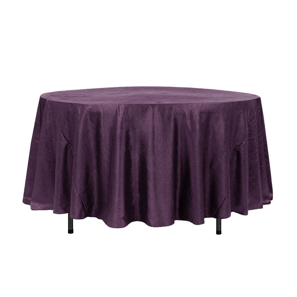 108″ Plum Crinkle Crushed Taffeta Round Tablecloth