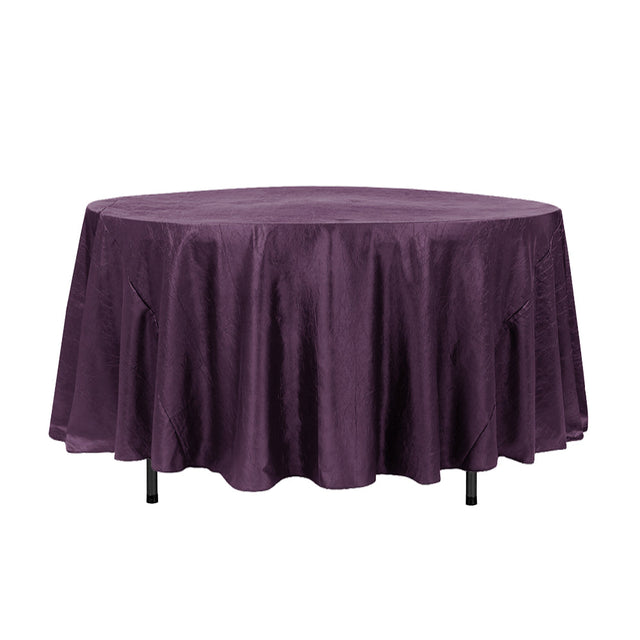 108″ Plum Crinkle Crushed Taffeta Round Tablecloth