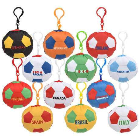 Soccer Backpack Clip Plush (3" Assorted Country Designs)