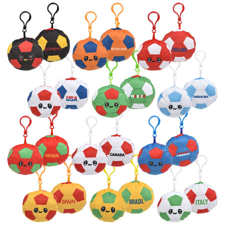 Soccer Backpack Clip Plush (3" Assorted Country Designs)
