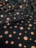Sparkly Polka Dot Glitter On Black Polyester Spandex Mesh Fabric - Black, Sparkly Polka Dot Glitter, 58"-60" Width