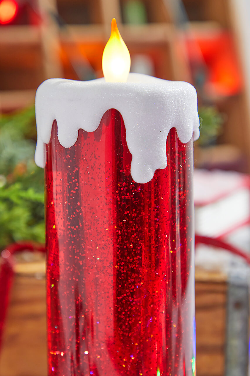 13” Red Shimmer Water Candle