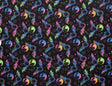 Rainbow Bats Blacklight Reactive Spandex Fabric - Blacklight Reactive Bats Print, 58"/60" Width (1 Yard)