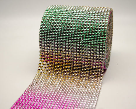 4.5" x 10 yards 24 Rows Multi-colored Diamond Mesh Wrap