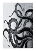 Z339A Polyester Fabric - Metallic Octopus Tentacle Design, Light Grey, Black Or Blue, 5' 3" X 7' 6" / 7' 9" X 10' 5" (1 Rug)