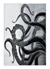 Z339A Polyester Fabric - Metallic Octopus Tentacle Design, Light Grey, Black Or Blue, 5' 3" X 7' 6" / 7' 9" X 10' 5" (1 Rug)