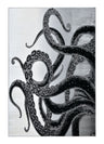 Z339A Polyester Fabric - Metallic Octopus Tentacle Design, Light Grey, Black Or Blue, 5' 3" X 7' 6" / 7' 9" X 10' 5" (1 Rug)