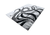 Z339A Polyester Fabric - Metallic Octopus Tentacle Design, Light Grey, Black Or Blue, 5' 3" X 7' 6" / 7' 9" X 10' 5" (1 Rug)