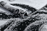 Z339A Polyester Fabric - Metallic Octopus Tentacle Design, Light Grey, Black Or Blue, 5' 3" X 7' 6" / 7' 9" X 10' 5" (1 Rug)