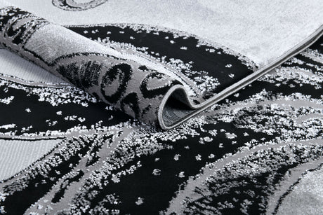 Z339A Polyester Fabric - Metallic Octopus Tentacle Design, Light Grey, Black Or Blue, 5' 3" X 7' 6" / 7' 9" X 10' 5" (1 Rug)