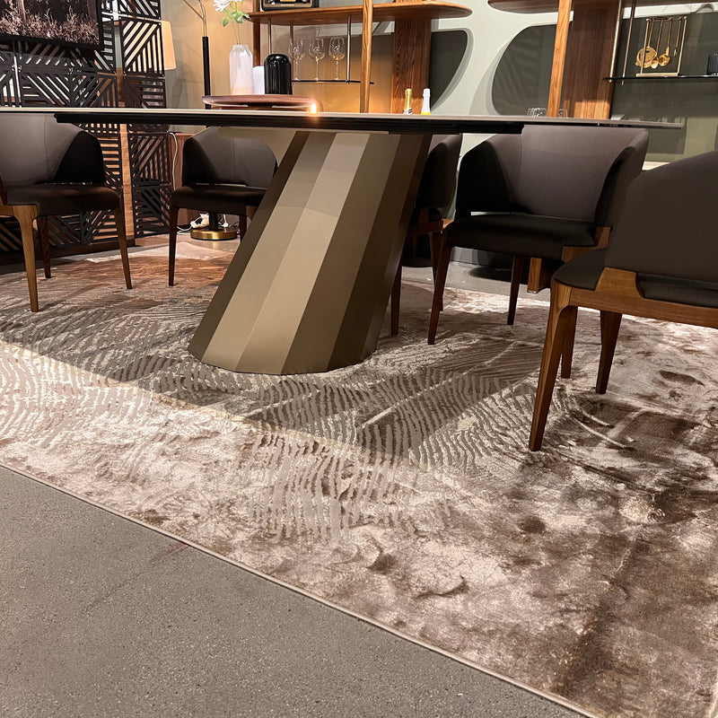 Z406A POL816 Polyester Fabric - Brown And Beige Metallic Copper Contrast Design, Area Rug (1 Piece)