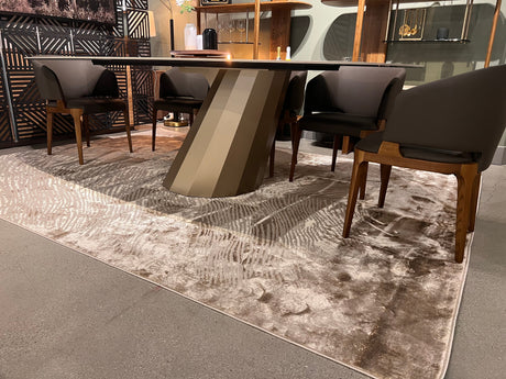Z406A POL816 Polyester Fabric - Brown And Beige Metallic Copper Contrast Design, Area Rug (1 Piece)