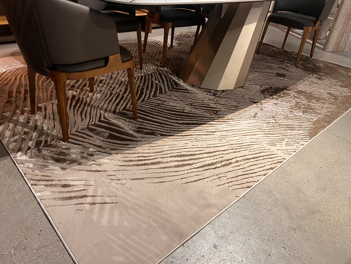 Z406A POL816 Polyester Fabric - Brown And Beige Metallic Copper Contrast Design, Area Rug (1 Piece)