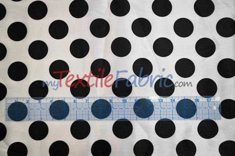 Polka Dot Charmeuse Satin Fabric - 58/60" Width, Multiple Colors, 1.5" Dots (1 Yard)