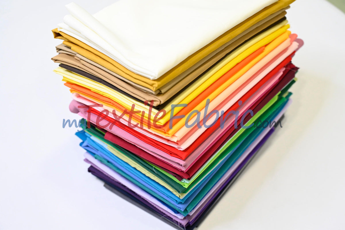 Polyester Cotton Broadcloth Fabric - Solid Colors, 58/60" Width (1 Yard)