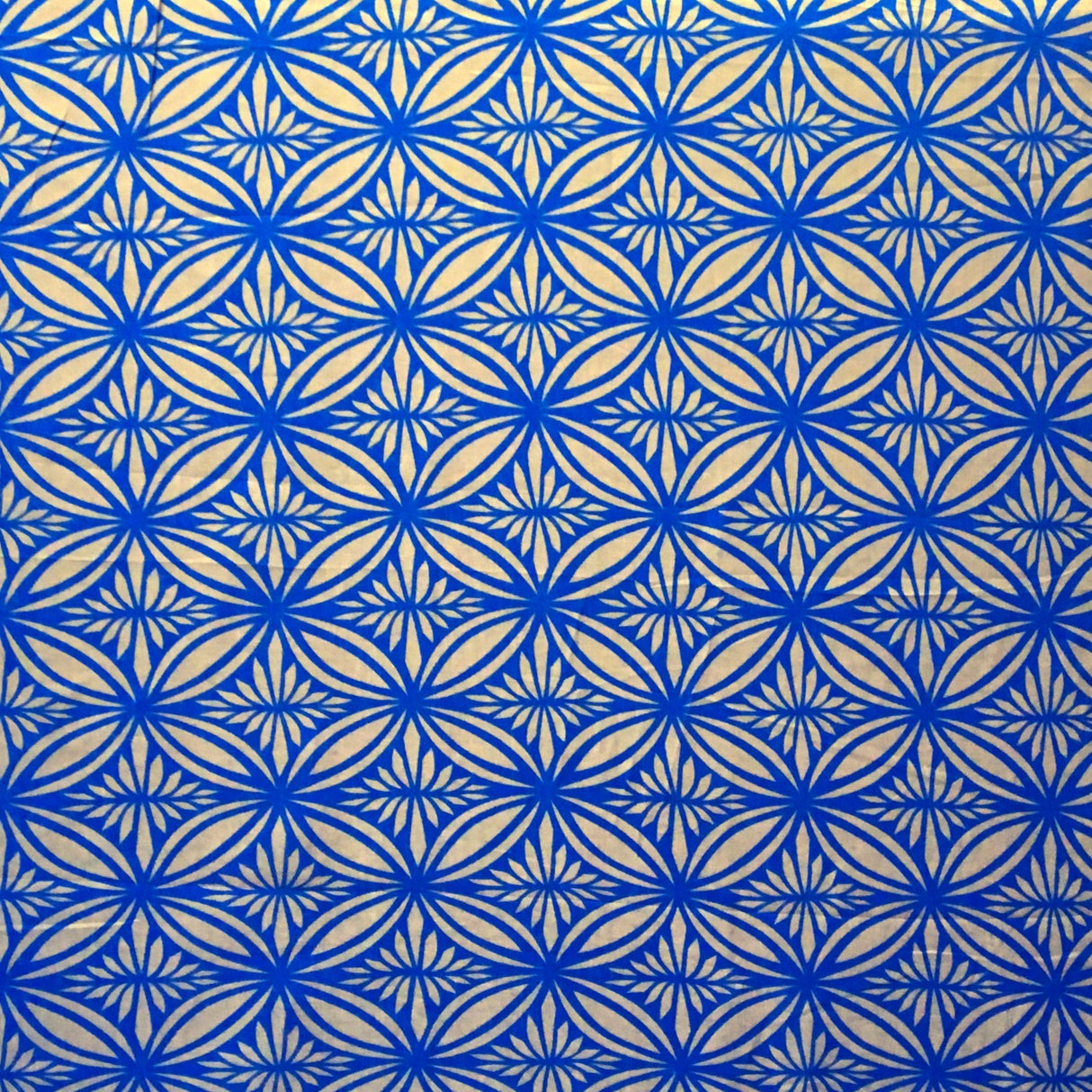 Tapa Flower Print Poly Linen Fabric - Red, Blue, Yellow, 36" X 58" (1 Yard)