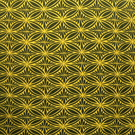 Tapa Flower Print Poly Linen Fabric - Red, Blue, Yellow, 36" X 58" (1 Yard)