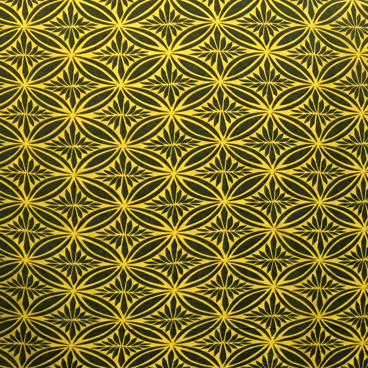 Tapa Flower Print Poly Linen Fabric - Red, Blue, Yellow, 58" Width (1 Yard)