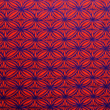 Tapa Flower Print Poly Linen Fabric - Red, Blue, Yellow, 58" Width (1 Yard)