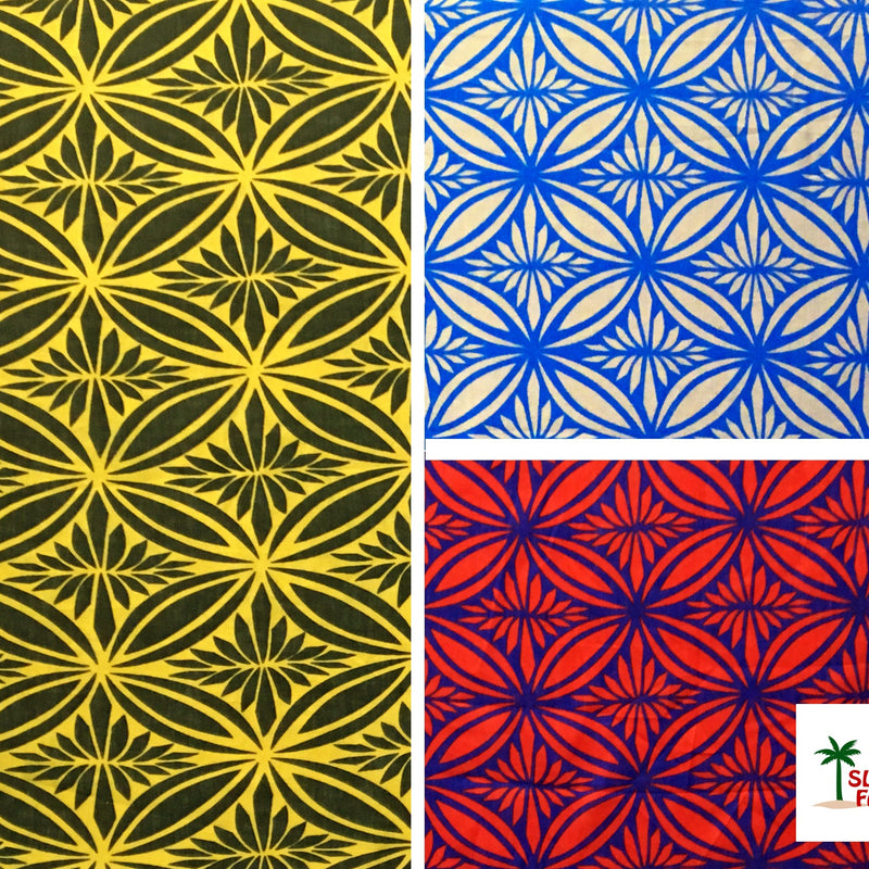 Poly Linen Tapa Flower Print Fabric