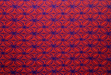 Tapa Flower Print Poly Linen Fabric - Red, Blue, Yellow, 58" Width (1 Yard)