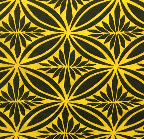 Poly Linen Tapa Flower Print Fabric