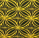 Tapa Flower Print Poly Linen Fabric - Red, Blue, Yellow, 58" Width (1 Yard)