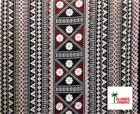 Fijian Tapa Polyester Fabric - Maroon Oak, Golden Brown, 36" X 56" (1 Yard)