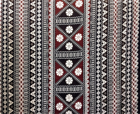 Polyester Tapa Fabric Fijian Print Maroon Oak