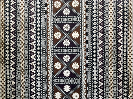 Polyester Tapa Fabric Fijian Print Maroon Oak