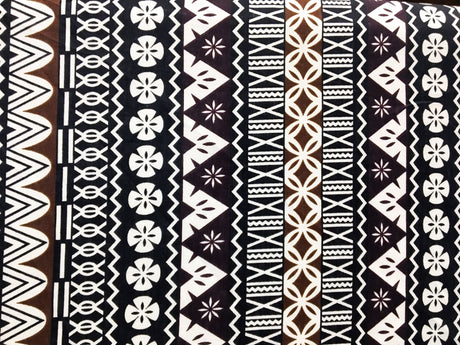 Polyester Tapa Fabric Fijian Print Maroon Oak