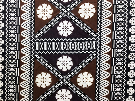 Polyester Tapa Fabric Fijian Print Maroon Oak