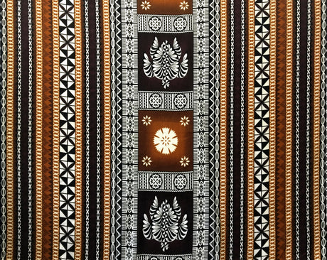 Fiji Turtle Border Poly Linen Fabric - Maroon Oak, Turtle Border, 55" Width (1 Yard)
