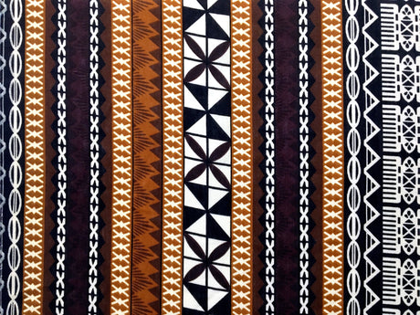 Fiji Turtle Border Poly Linen Fabric - Maroon Oak, Turtle Border, 55" Width (1 Yard)