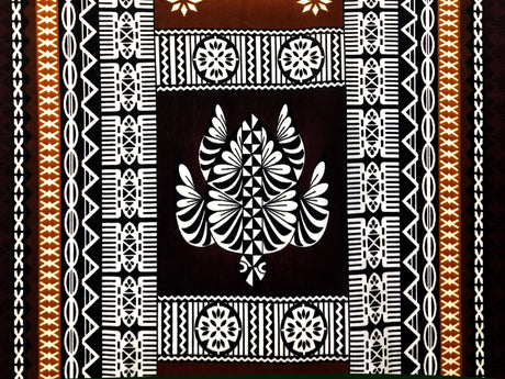 Poly Linen Fabric Fiji Turtle Border