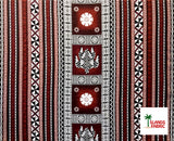 Fiji Turtle Border Poly Linen Fabric - Maroon Oak, Brown/Gold, 55" Width (1 Yard)